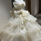 Robe de bal de princesse bustier à volants en satin long, robe de soirée C8117