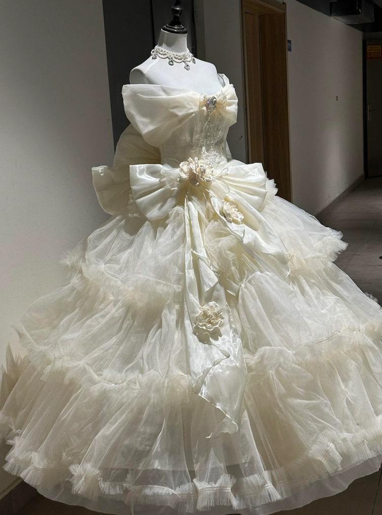 Robe de bal de princesse bustier à volants en satin long, robe de soirée C8117
