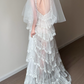 Robe de bal de princesse bustier à volants en satin long, robe de soirée C8117