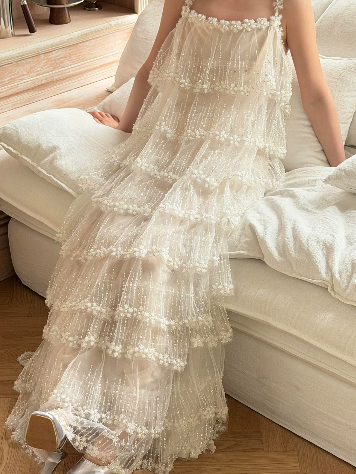 Robe de bal de princesse bustier à volants en satin long, robe de soirée C8117