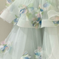 Ornate Strapless Green Prom Dress Appliques Tiered A-Line Evening Dress C9930