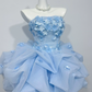 Elegant Strapless Blue Homecoming Dress Appliques A-Line Birthday Dress C9931