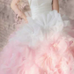 Robe de bal de princesse bustier à volants en satin long, robe de soirée C8117