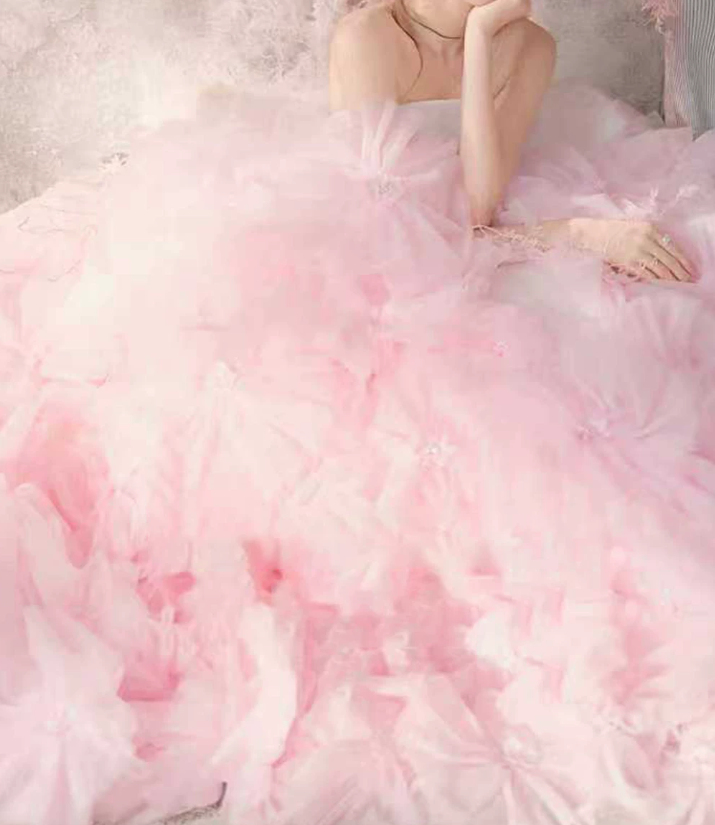 Robe de bal de princesse bustier à volants en satin long, robe de soirée C8117