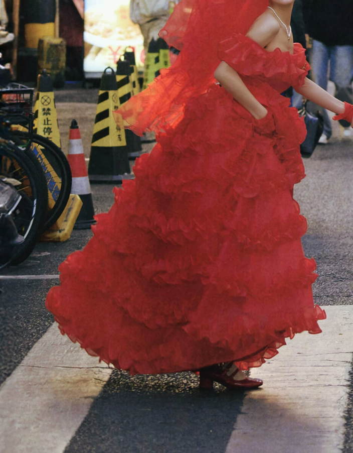 Attractive Off-Shoulder Red Prom Dress Ruffles A-Line Evening Dress C9934