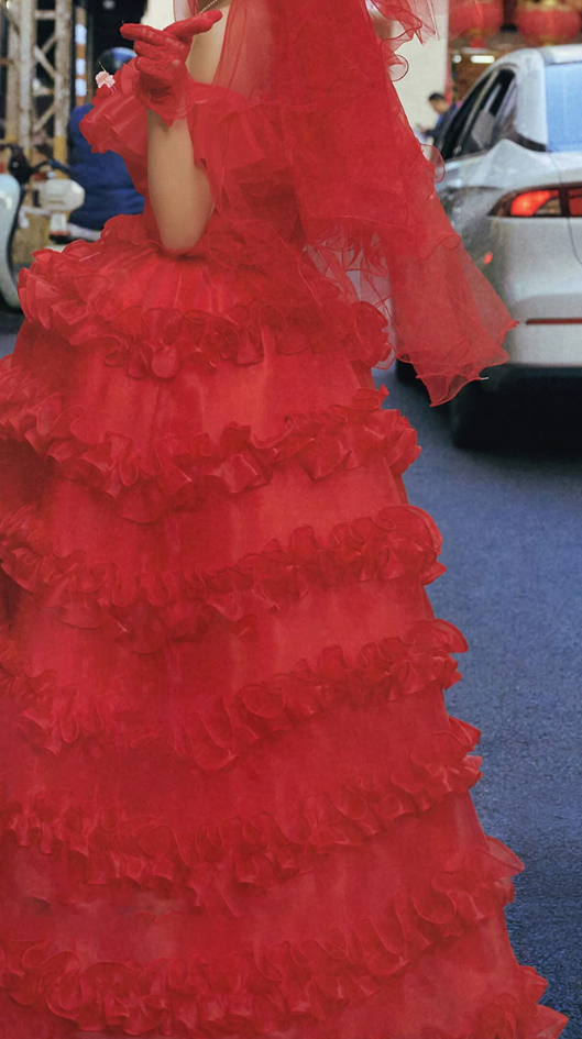 Attractive Off-Shoulder Red Prom Dress Ruffles A-Line Evening Dress C9934