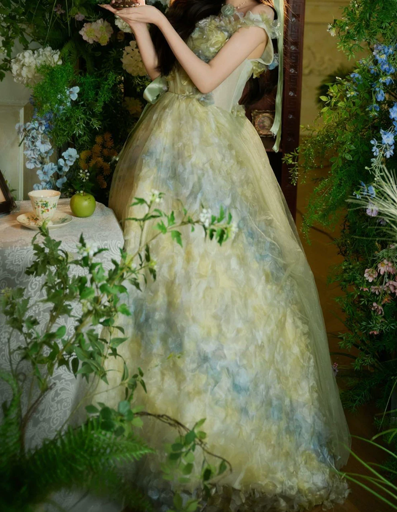 Robe de bal de princesse bustier à volants en satin long, robe de soirée C8117