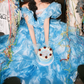 Vintage Off-Shoulder Homecoming Dress Blue Ruffles A-Line Birthday Dress C9938