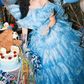 Vintage Off-Shoulder Homecoming Dress Blue Ruffles A-Line Birthday Dress C9938