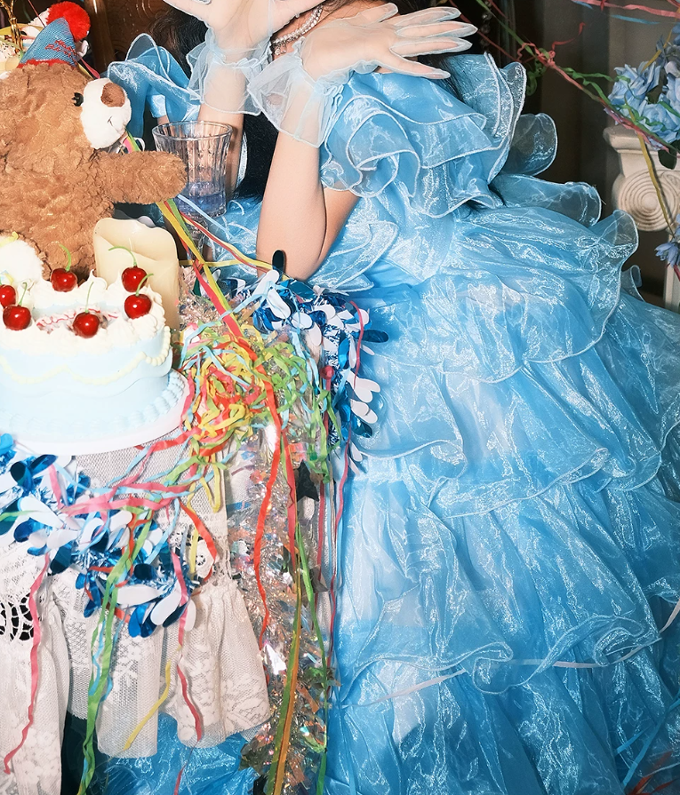 Vintage Off-Shoulder Homecoming Dress Blue Ruffles A-Line Birthday Dress C9938