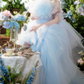 Ethereal Off-Shoulder Blue Homecoming Dress Tulle A-Line Birthday Dress C9940