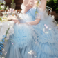 Ethereal Off-Shoulder Blue Homecoming Dress Tulle A-Line Birthday Dress C9940