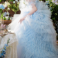 Ethereal Off-Shoulder Blue Homecoming Dress Tulle A-Line Birthday Dress C9940