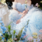 Ethereal Off-Shoulder Blue Homecoming Dress Tulle A-Line Birthday Dress C9940