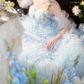Ethereal Off-Shoulder Blue Homecoming Dress Tulle A-Line Birthday Dress C9940