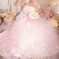 Robe de bal de princesse bustier à volants en satin long, robe de soirée C8117
