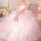 Robe de bal de princesse bustier à volants en satin long, robe de soirée C8117