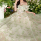 Ornate Off-Shoulder Green Homecoming Dress Appliques Tulle A-Line Birthday Dress C9943