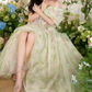 Ornate Off-Shoulder Green Homecoming Dress Appliques Tulle A-Line Birthday Dress C9943