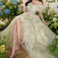 Ornate Off-Shoulder Green Homecoming Dress Appliques Tulle A-Line Birthday Dress C9943