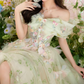Ornate Off-Shoulder Green Homecoming Dress Appliques Tulle A-Line Birthday Dress C9943