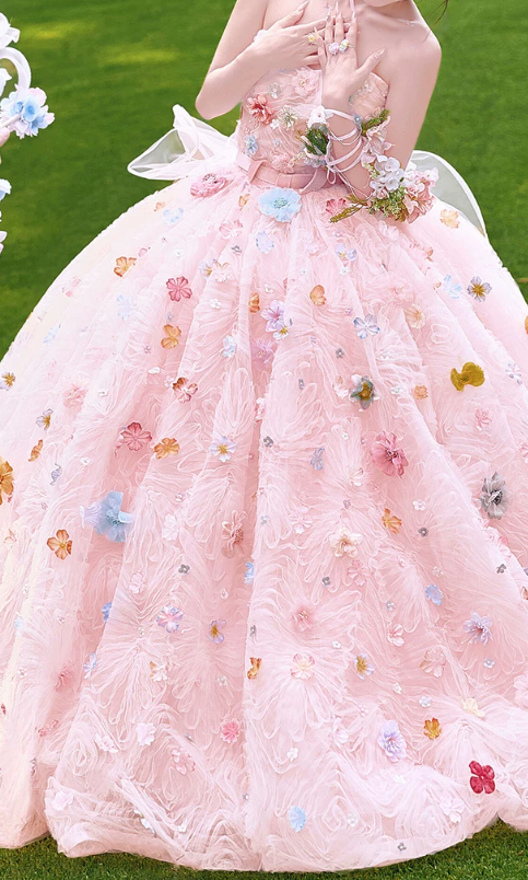 Robe de bal de princesse bustier à volants en satin long, robe de soirée C8117