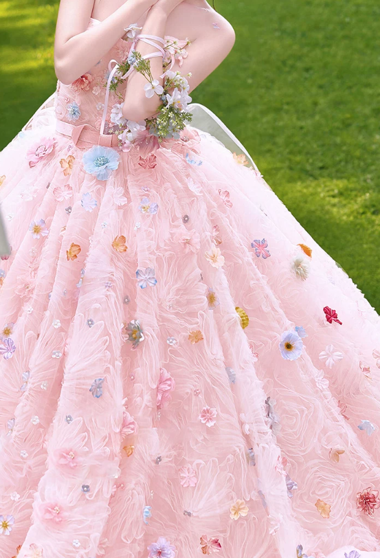Robe de bal de princesse bustier à volants en satin long, robe de soirée C8117
