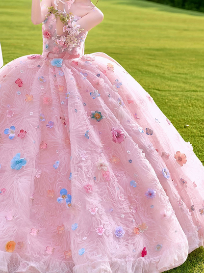 Robe de bal de princesse bustier à volants en satin long, robe de soirée C8117