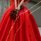 Robe de bal de princesse bustier à volants en satin long, robe de soirée C8117