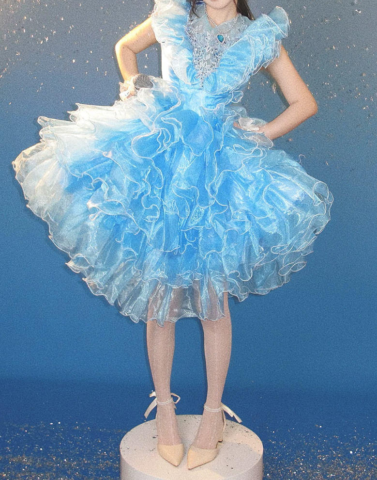Cute Sleeveless Blue Homecoming Dress Ruffled A-Line Birthday Dress C9951