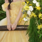 Cute Off-Shoulder Prom Dress Yellow Lace Tulle A-Line Evening Dress C9952