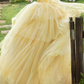 Cute Off-Shoulder Prom Dress Yellow Lace Tulle A-Line Evening Dress C9952