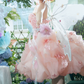 Adorable Strapless Sequins Homecoming Dress Pink Appliques A-Line Birthday Dress C9954