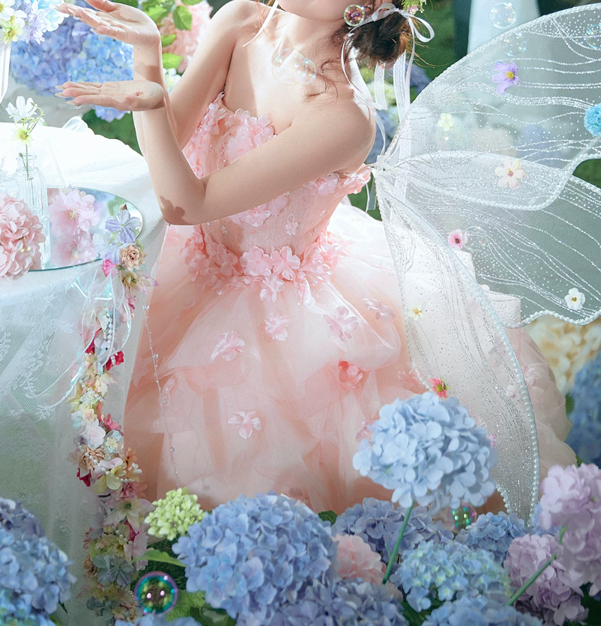 Adorable Strapless Sequins Homecoming Dress Pink Appliques A-Line Birthday Dress C9954