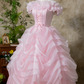 Classical Off-Shoulder Prom Dress Pink Ruffles A-Line Evening Dress C9955