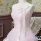 Chic Strapless Bows Pink Prom Dress Ruffles Beads A-Line Evening Dress C9956