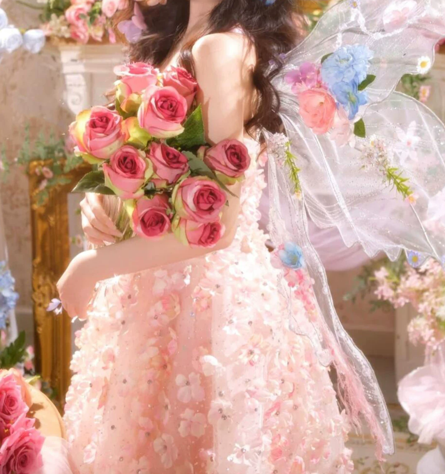 Sleek Strapless Appliques Homecoming Dress Pink Sequins A-Line Birthday Dress C9960