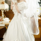 Classical Off-Shoulder Wedding Dresses Bows Short Sleeve Lace A-Line Bridal Dress C9961