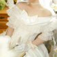 Classical Off-Shoulder Wedding Dresses Bows Short Sleeve Lace A-Line Bridal Dress C9961