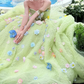 Vibrant Strapless Green Prom Dress Appliques A-Line Evening Dress C9962