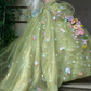 Vibrant Strapless Green Prom Dress Appliques A-Line Evening Dress C9962