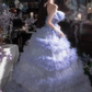 Dreamy Strapless Purple Prom Dress Ruffles Sequins A-Line Evening Dress C9963