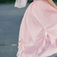 Elegant Square Neck Pink Wedding Dresses Lace Short Sleeve Ruffles A-Line Bridal Dress C9964