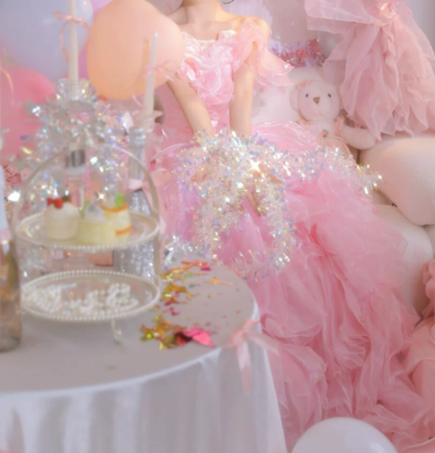 Robe de bal de princesse bustier à volants en satin long, robe de soirée C8117