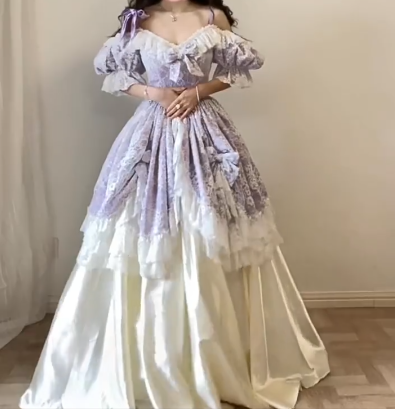Robe de bal de princesse bustier à volants en satin long, robe de soirée C8117