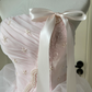 Classical Strapless Pink Prom Dress Bows Beads Ruffles A-Line Evening Dress C9971