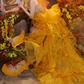 Glam Strapless Yellow Homecoming Dress Crystals Ruffled A-Line Birthday Dress C9972
