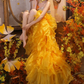 Glam Strapless Yellow Homecoming Dress Crystals Ruffled A-Line Birthday Dress C9972