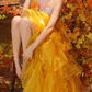 Glam Strapless Yellow Homecoming Dress Crystals Ruffled A-Line Birthday Dress C9972
