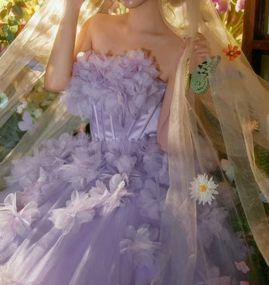 Robe de bal de princesse bustier à volants en satin long, robe de soirée C8117